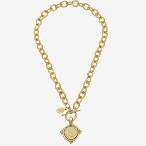 Susan Shaw gold toggle necklace